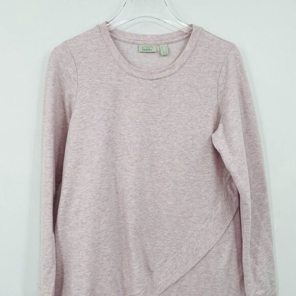 LOGO Lounge Size Small Pink Heathered French Terry Top w/ Asymmetric Hem - Picture 2 of 6